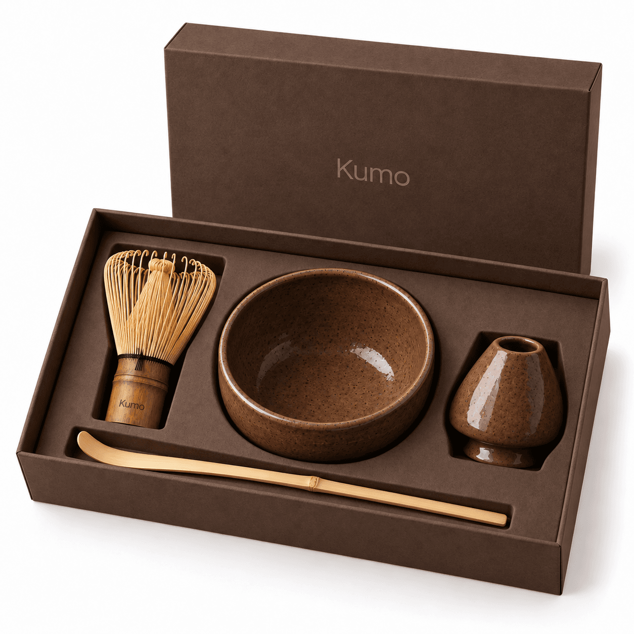 Coffret matcha Ombre : fouet en bambou, bol chawan, repose-fouet et cuillère