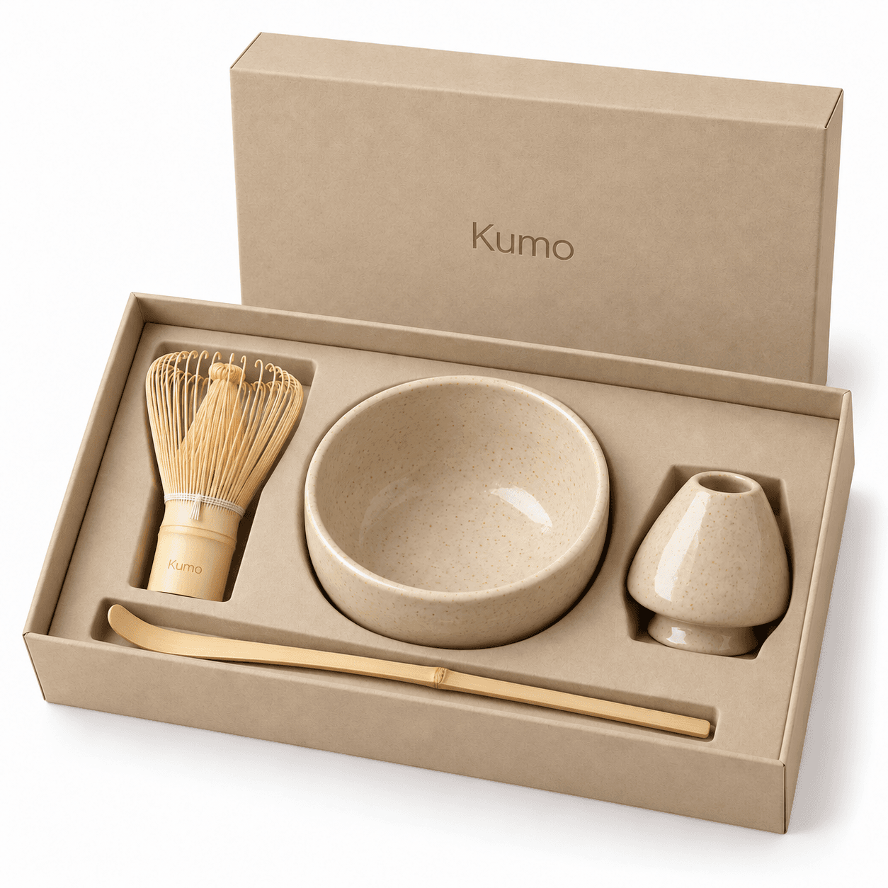Coffret matcha Sable : fouet en bambou, bol chawan, repose-fouet et cuillère